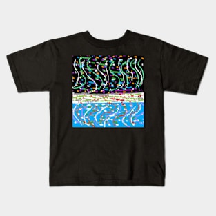 pixel art painting two cities of ice and night Kids T-Shirt